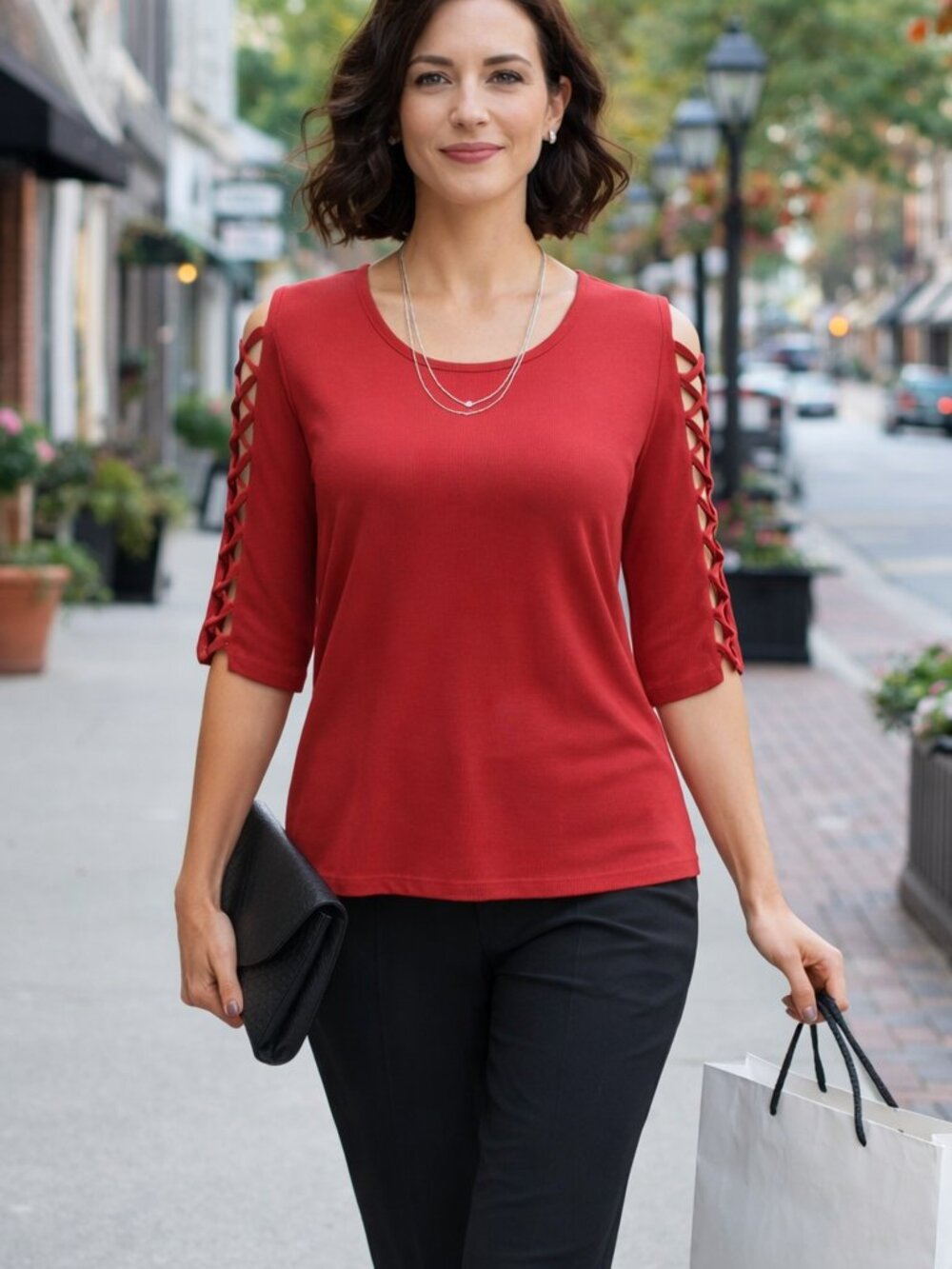 Verve Ami Stretch Top Open Arm Design Tunic